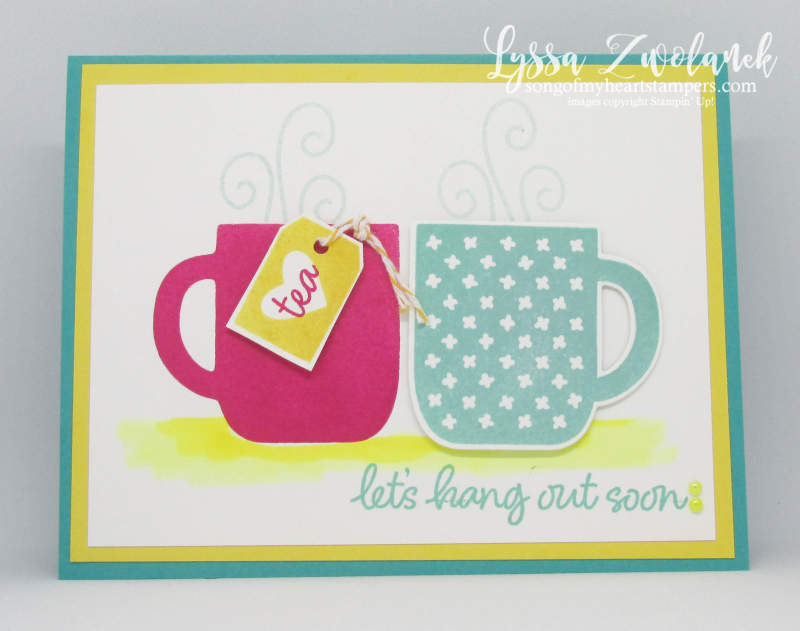 Rise and shine Stampin Up rubber stamps idea sheets Lyssa coffee mugs tea