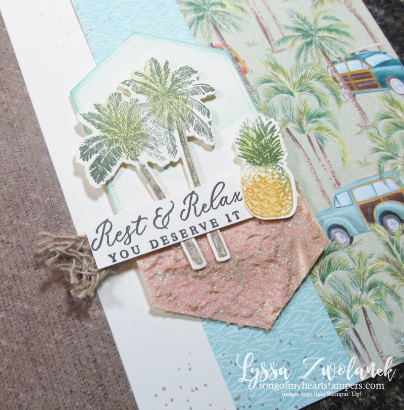 Timeless tropical Hawaiian Florida scrapbooking beach luau cruise palms pineapple aulani vacation 12x12 Stampin Up