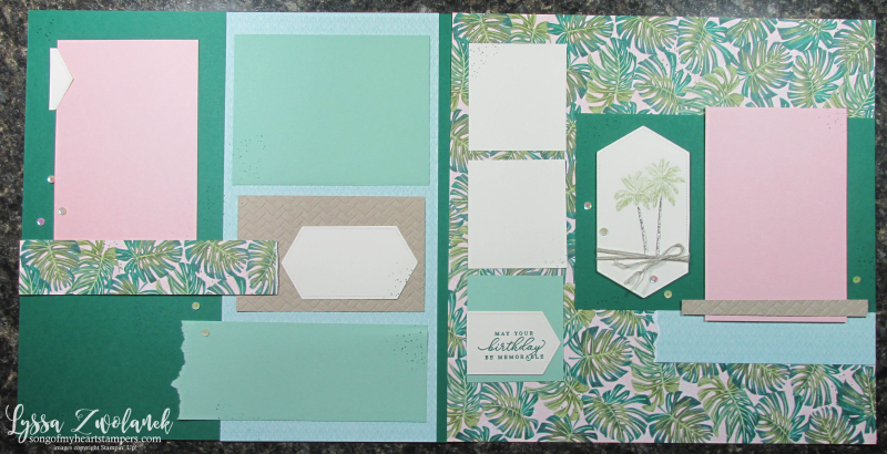 Timeless tropical Hawaiian Florida scrapbooking beach luau cruise palms pineapple vacation 12x12 Stampin Up