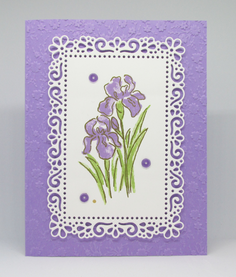 Inspiring Iris Ornate Garden Stampin Up dies spring medley embossing folder