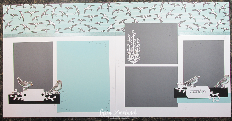 Suite Sampler Bird ballad My Layout Library Lyssa Stampin Up shoreline scrapbook pages 12x12 album