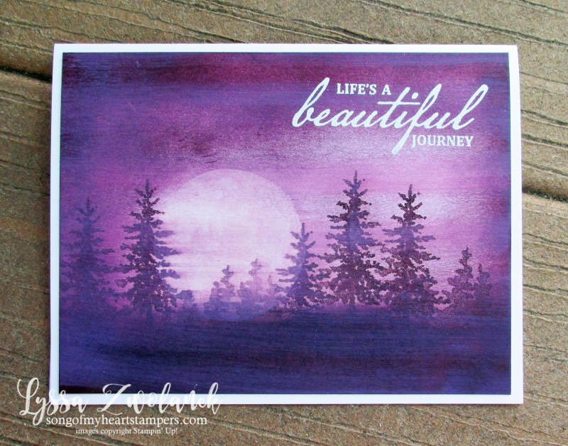 Purple velvet nightscape technique Snowfront stamp set Stampin Up Lyssa card DIY ideas