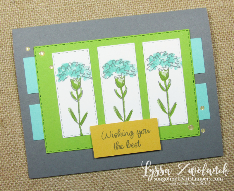 Carnation flowers layout Stampin Up Inspiring Iris stamps papercrafting DIY cardmaking