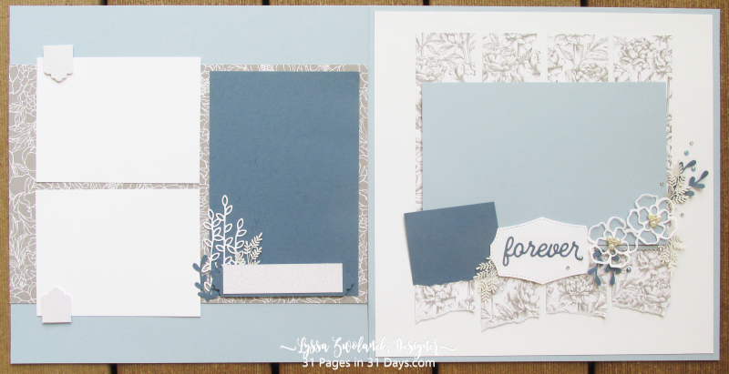 31 days album pages layout scrapbooking Stampin Up papers 12x12 wedding anniversary