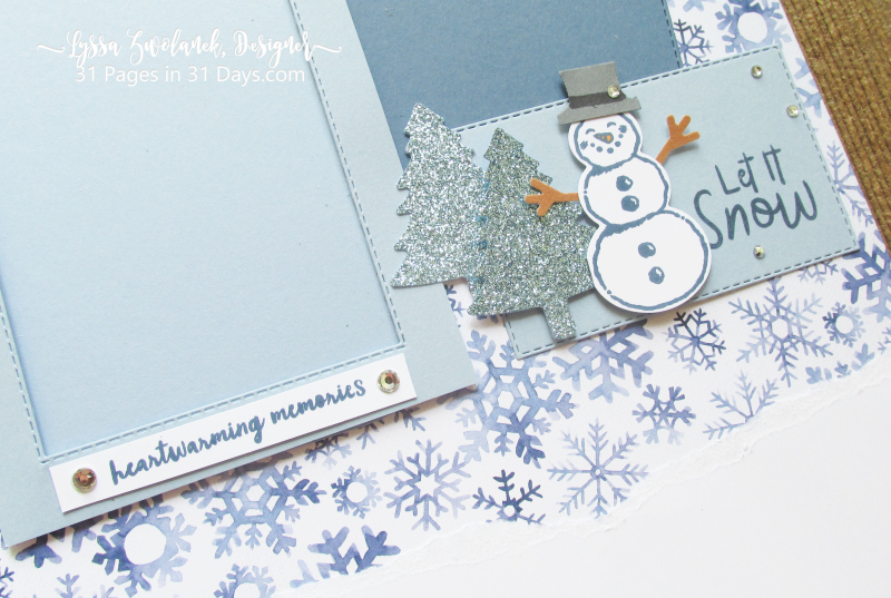 31 pages days winter album layouts scrapbooking Stampin Up snowman snow