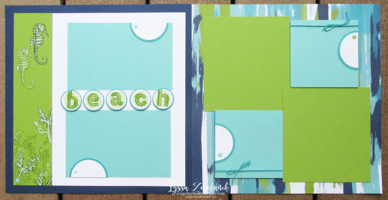 Scrapbook School Summer beach pool ocean shore layouts album 12x12 Stampin Up Lyssa ideas