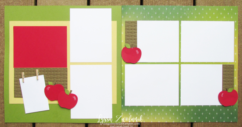 Scrapbooking Summer school Lyssa stampin up layout albums class apple fall harvest12x12 papers library