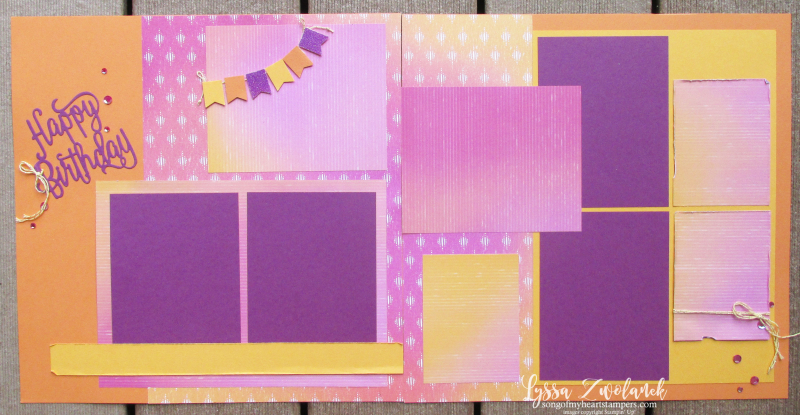 Scrapbooking school summer birthday pages layout Stampin Up party album Lyssa 12x12 papers ideas