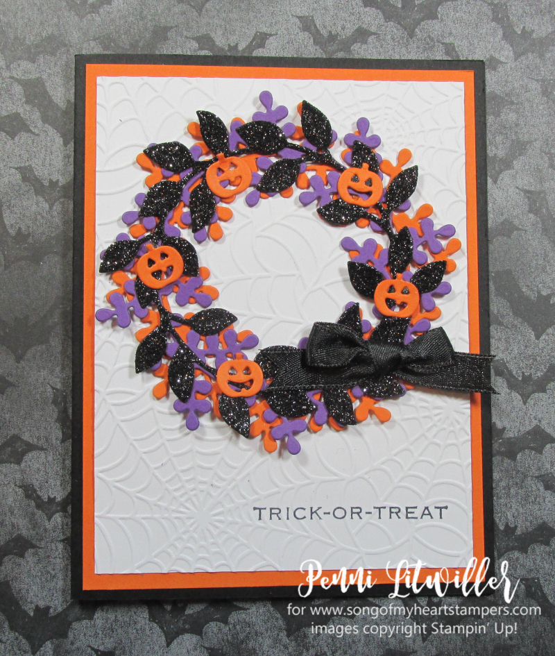 Halloween arrange a wreath Stampin Up DIY cardmaking supplies papers rubber stamps ink