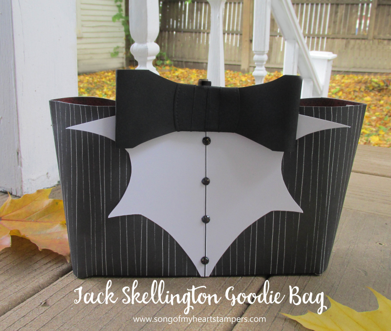 Halloween jack skellington goodie candy bag tote paper craft Stampin Up magic night