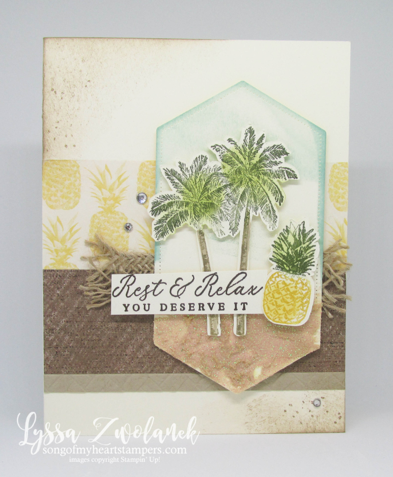 Timeless tropical oasis Stampin Up palms beach sand pineapple hawaii rubber stamps