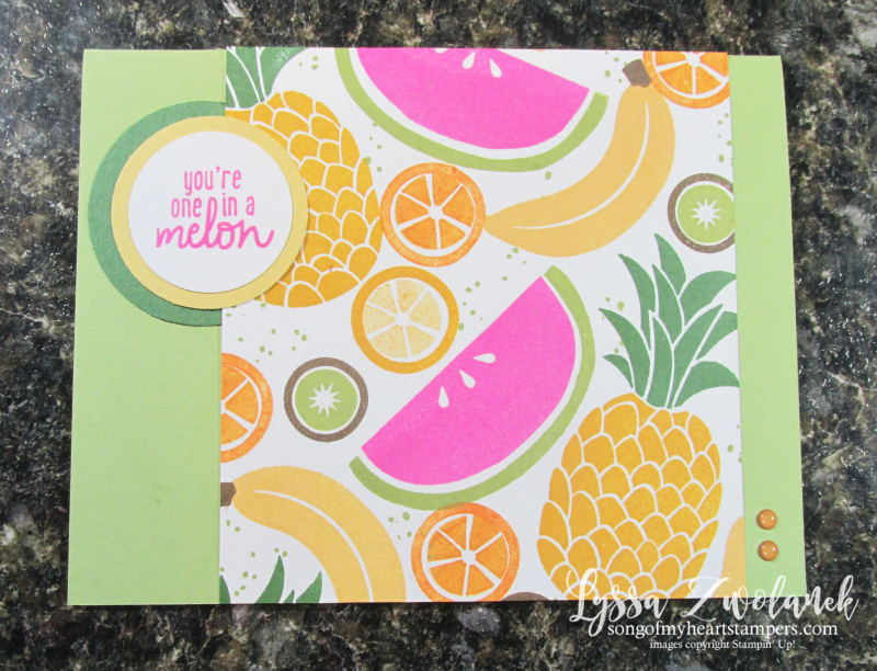 Cute fruit stamp set Stampin Up Lyssa tropical basket kiwi pineapple welcome banana rubber stamps