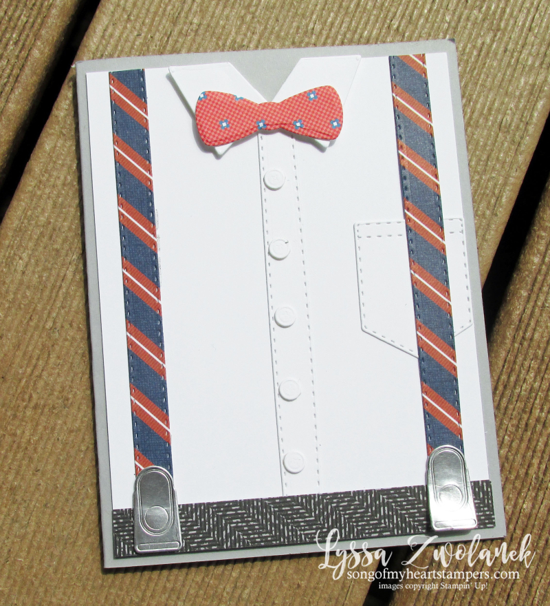 Well suited guy card masculine stamps suspenders 