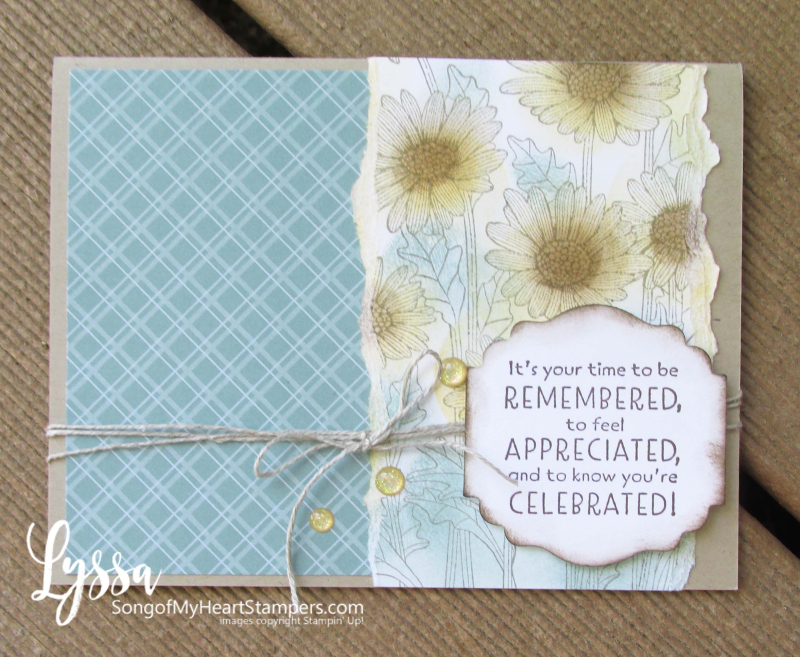 Daisy Garden blending brushes card Stampin Up Lyssa patterned papers Soft Succulent sponge daubers
