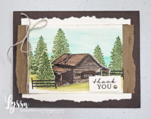 Make this woodland retreat card with the Peaceful Cabin stamps!